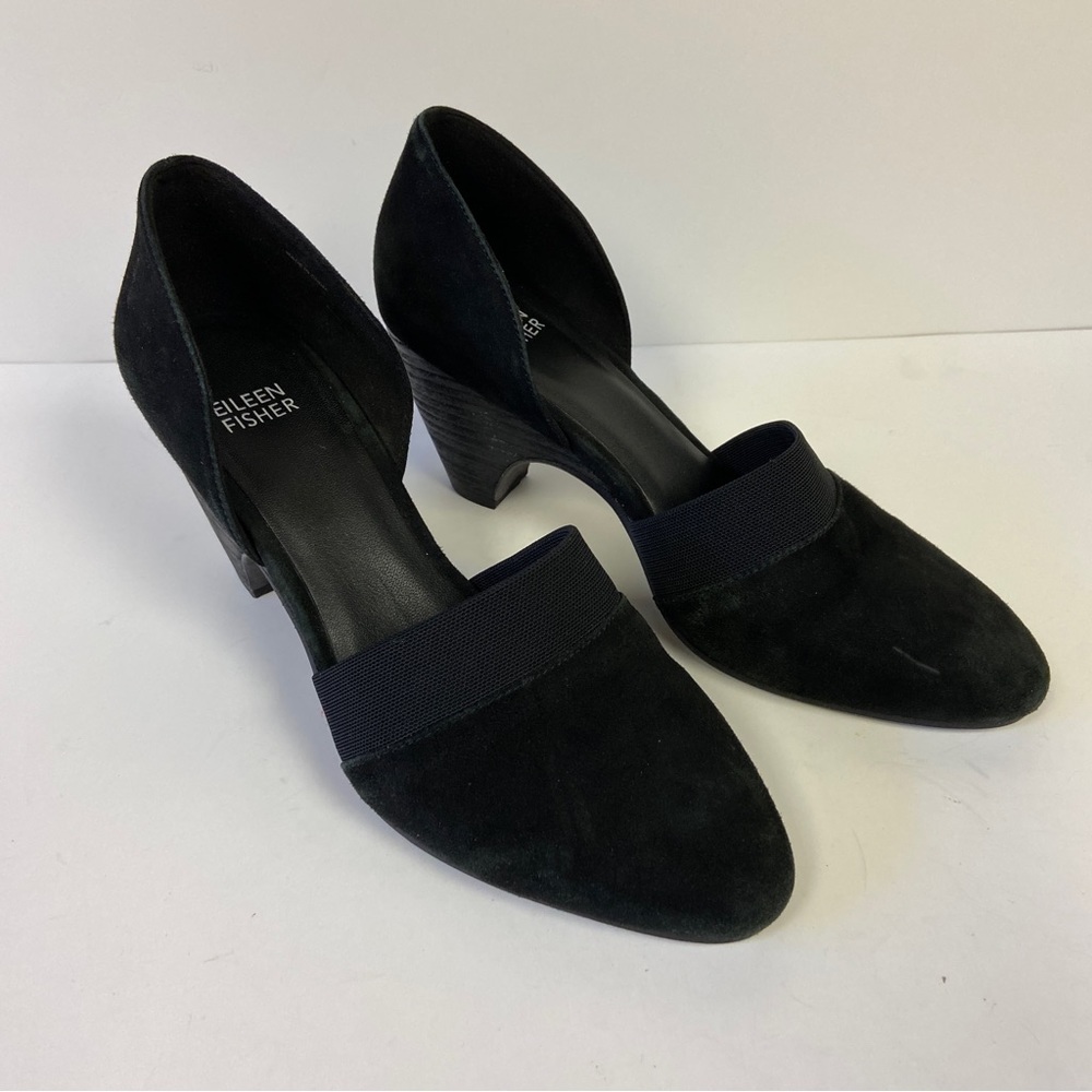 Eileen Fisher Womens Black Suede Bailey d'Orsay Pump Heels Size 8